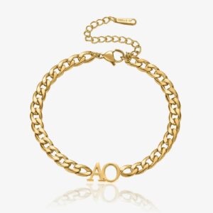 Eng ravely Initials Bracelet with XL Cuban Chain