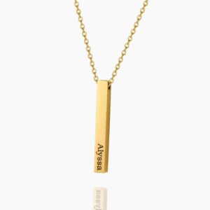 Engraved 3D Bar Necklace | Kids Custom Premium Metal Alloy Jewelry - Engravely