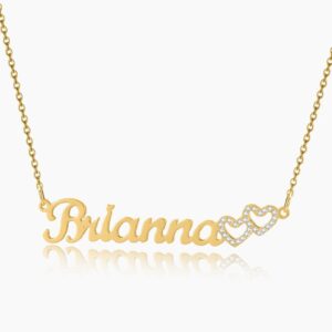 Iced Hearts Name Necklace | Kids Custom Premium Metal Alloy Jewelry - Engravely