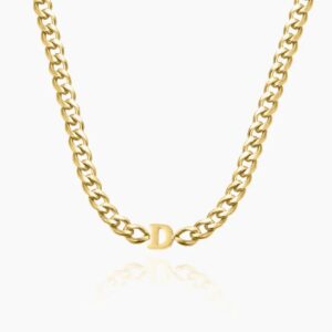 Letter Choker w/ XL Cuban Chain | Custom 18K Gold Plated Name Necklace - Engravely