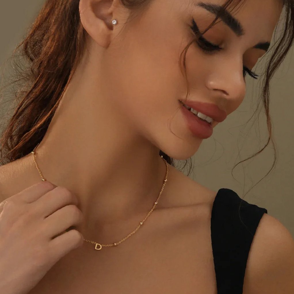 Eng ravely Letter Necklace with Satellite Chain - Image 2
