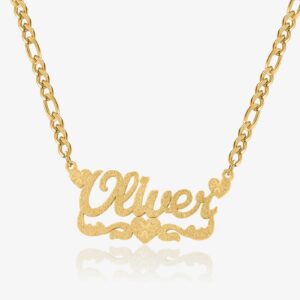 Diamond Cut Lovely Heart Name Necklace | Custom Premium Metal Alloy Name Necklace - Engravely