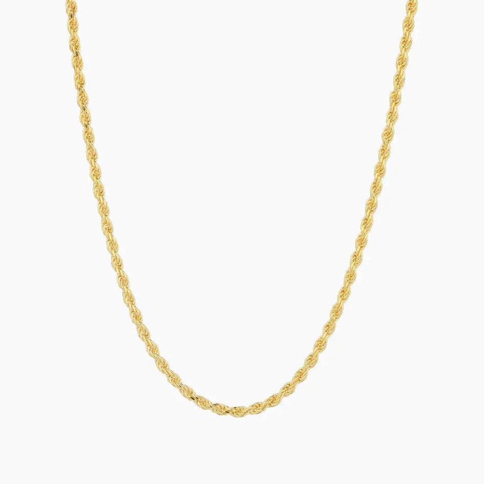 Mens Rope Chain - 2mm | Custom Premium Metal Alloy Name Necklace - Engravely