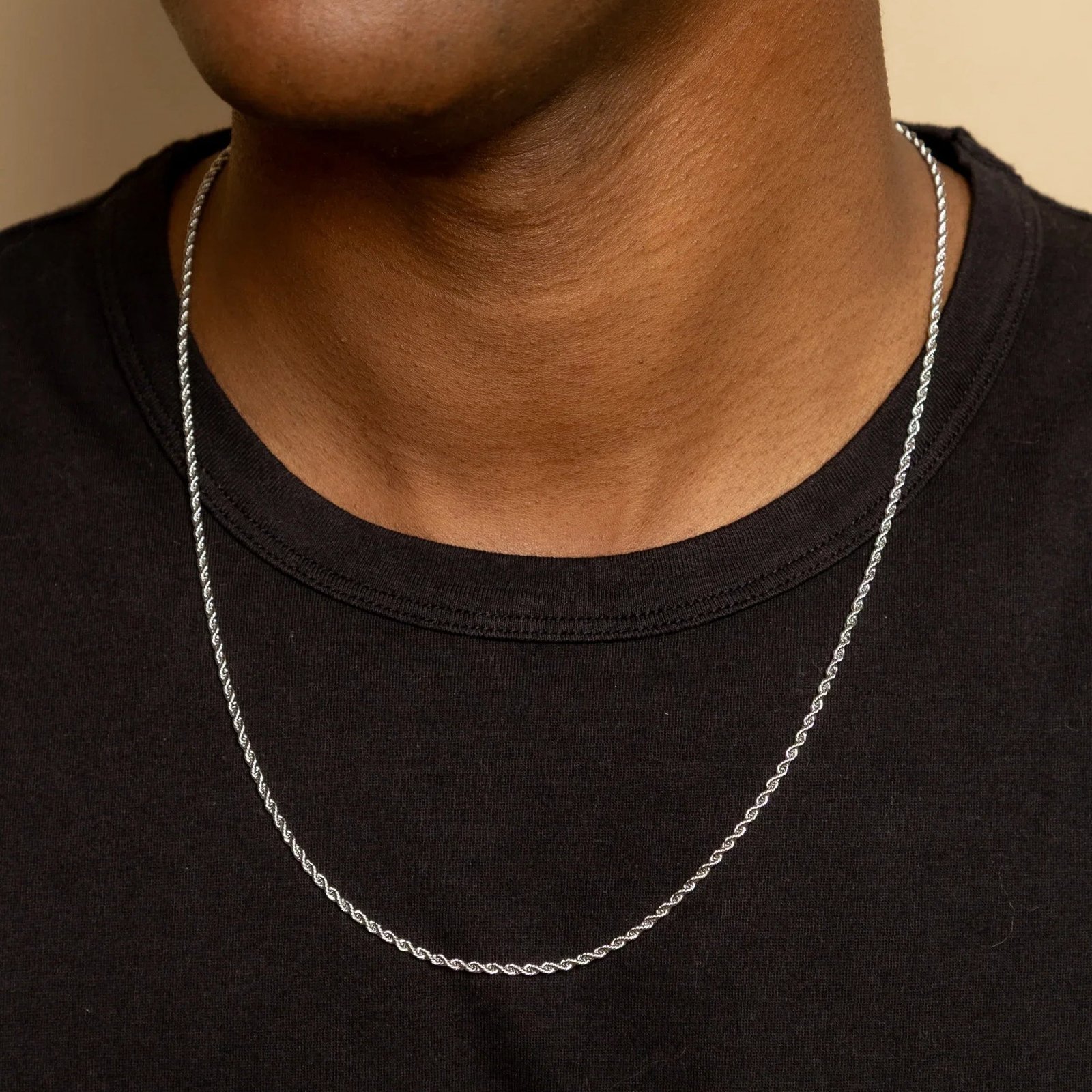 Mens Rope Chain - 2mm | Custom Premium Metal Alloy Name Necklace - Engravely - Image 5