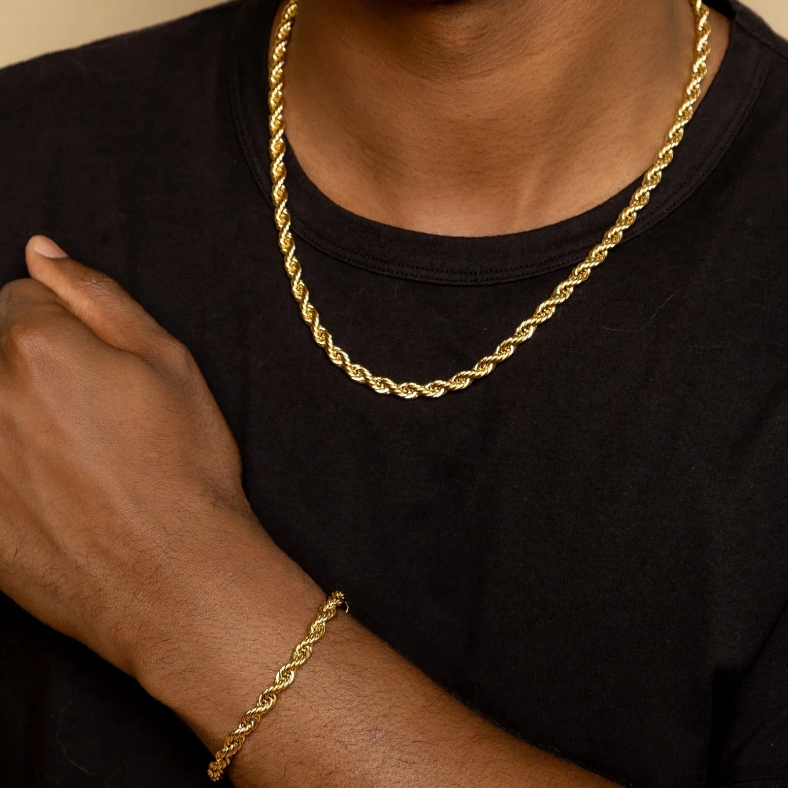 Mens Rope Chain Bracelet - 6mm | Custom Premium Metal Alloy Name Necklace - Engravely - Image 4