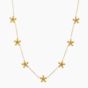 Multi Flower Necklace | Custom Premium Metal Alloy Name Necklace - Engravely