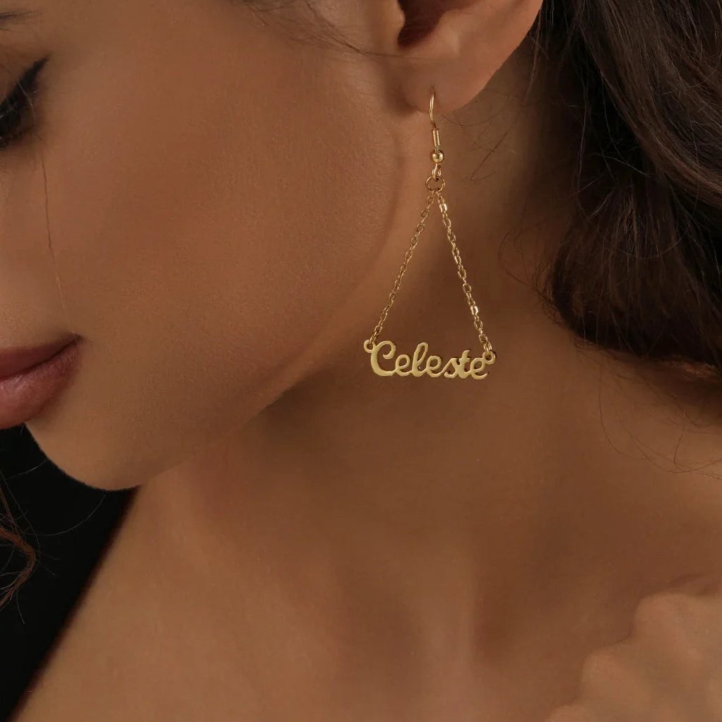 Name Dangle Earrings | Custom Premium Metal Alloy Earrings - Engravely - Image 2