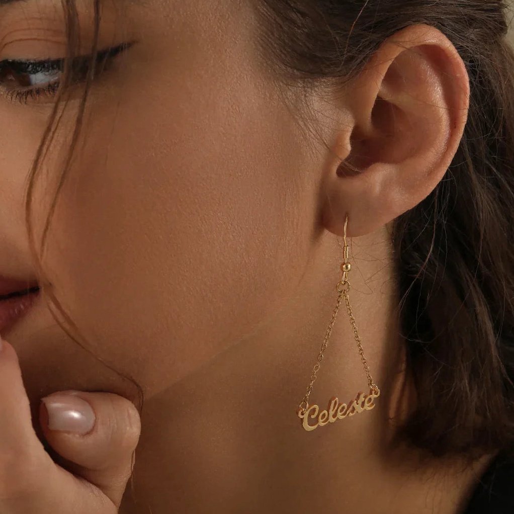 Name Dangle Earrings | Custom Premium Metal Alloy Earrings - Engravely - Image 3