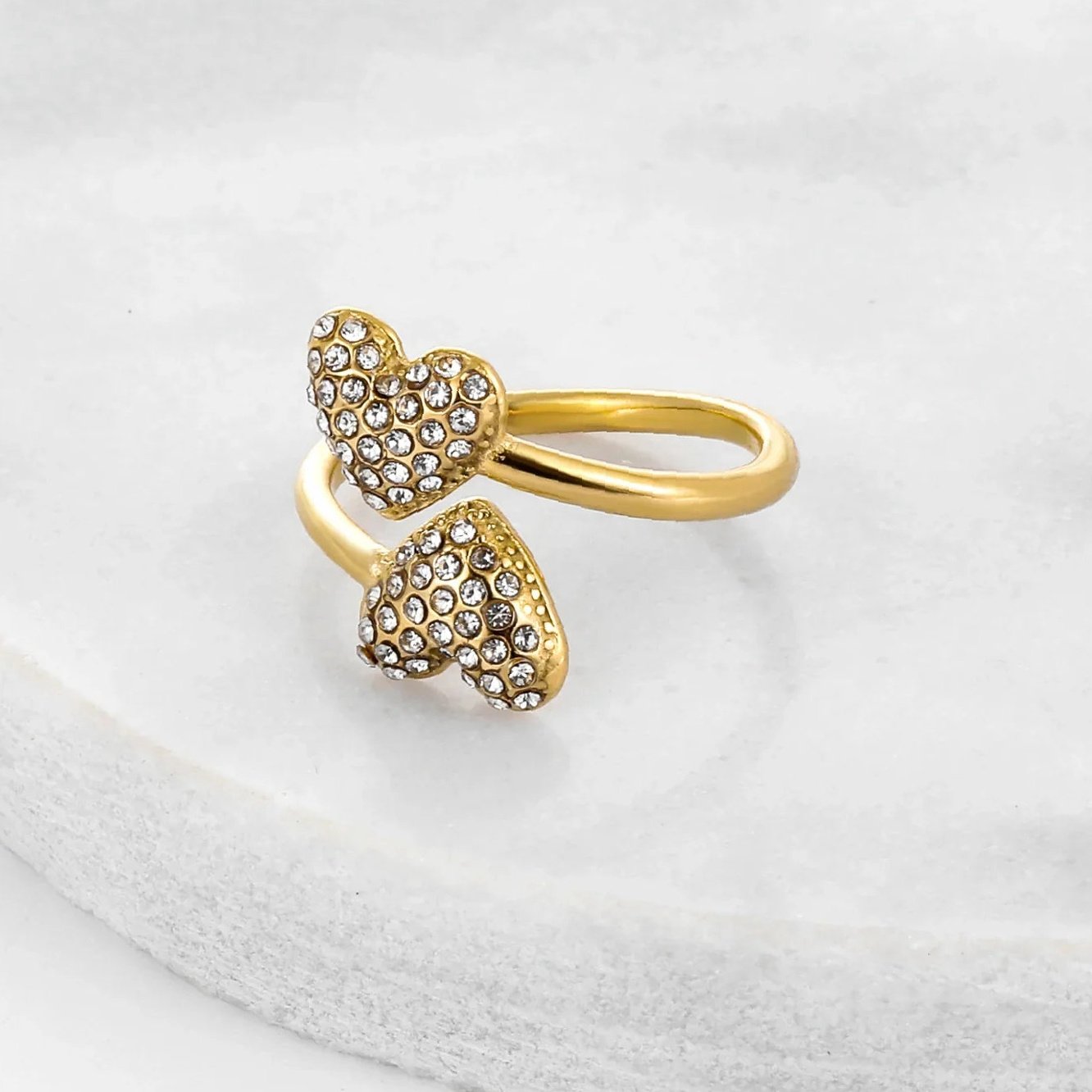 Open Iced Heart Ring | Custom Premium Metal Alloy Ring - Engravely - Image 3