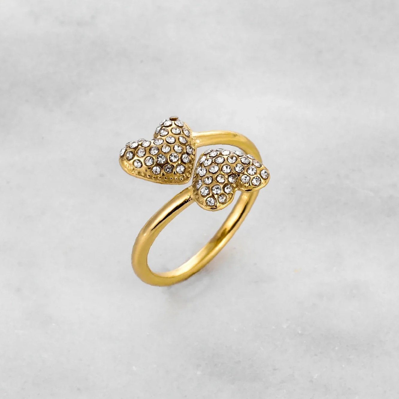 Open Iced Heart Ring | Custom Premium Metal Alloy Ring - Engravely - Image 4