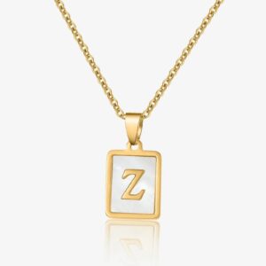 Eng ravely Pearl Initial Tag Necklace