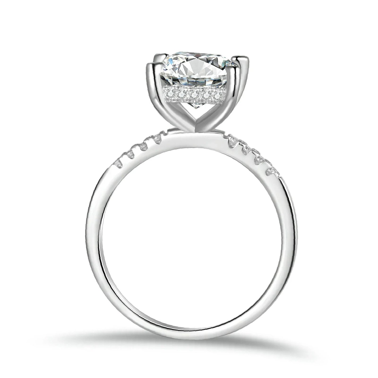 Princess Cut Moissanite Engagement Ring With Halo | Custom Premium Metal Alloy Ring - Engravely - Image 6