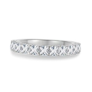 Princess Cut Moissanite Half Eternity Band | Engravely Custom Premium Metal Alloy Jewelry
