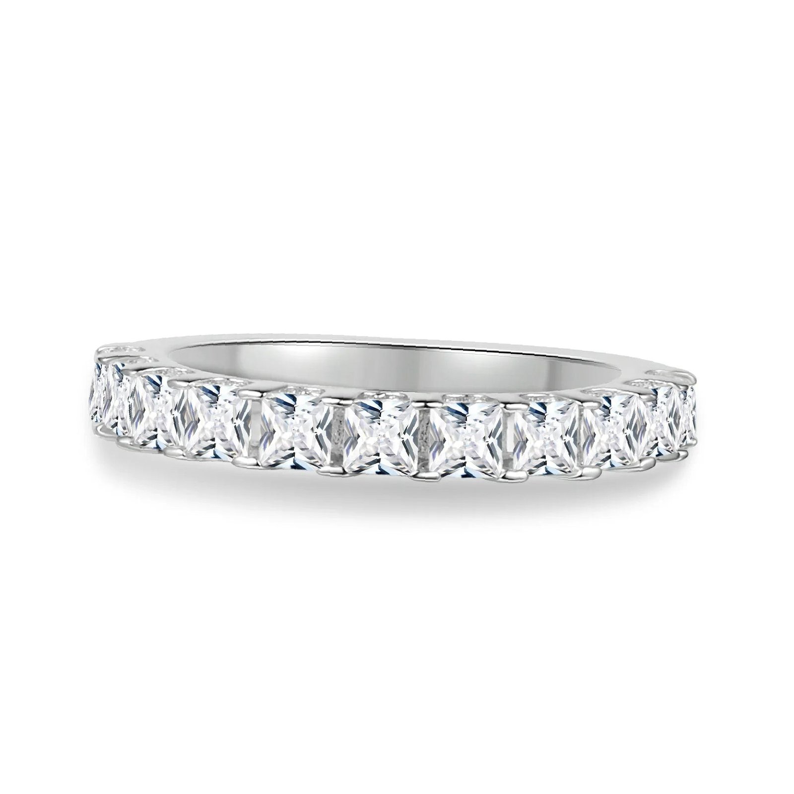 Princess Cut Moissanite Half Eternity Band | Engravely Custom Premium Metal Alloy Jewelry