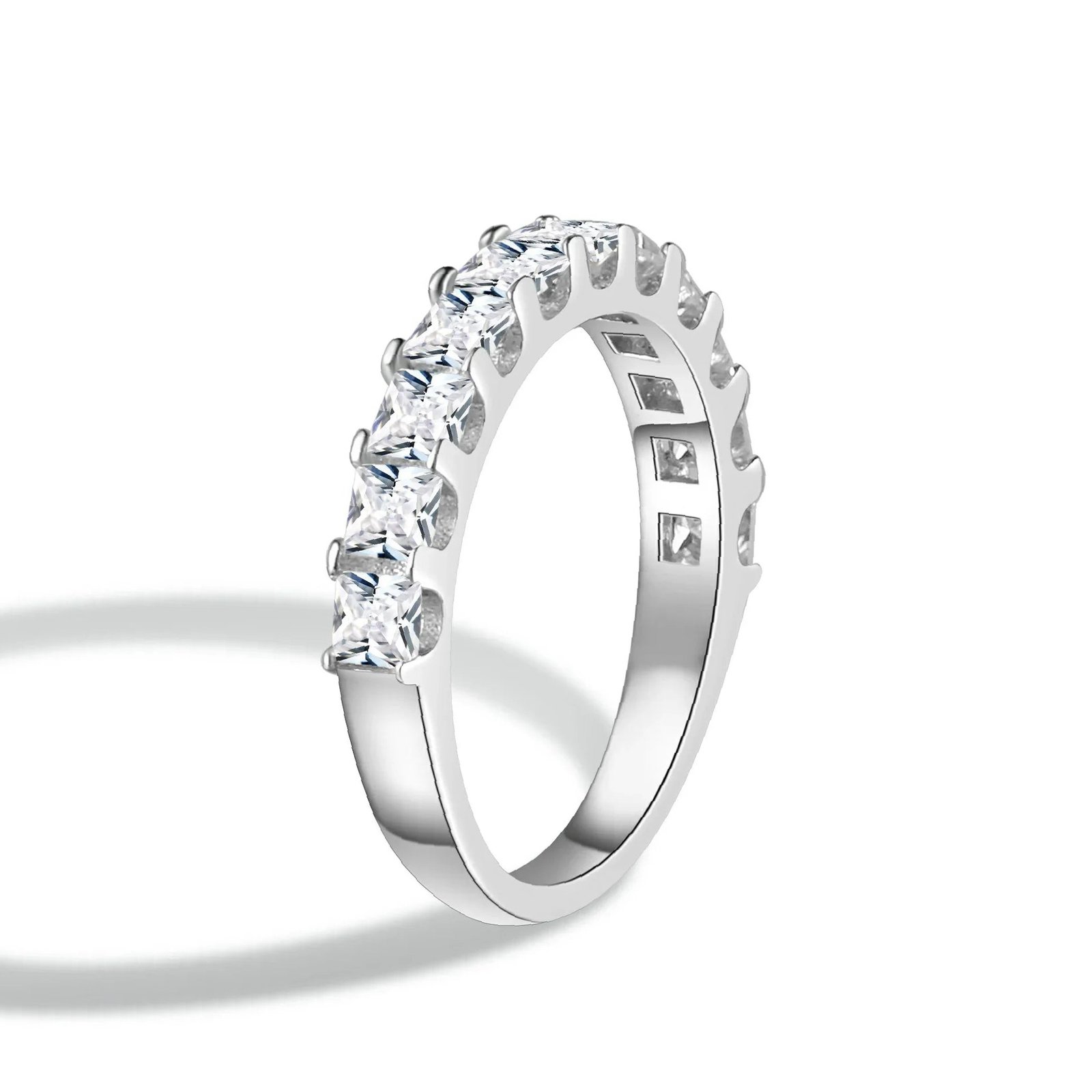 Princess Cut Moissanite Half Eternity Band | Engravely Custom Premium Metal Alloy Jewelry - Image 4