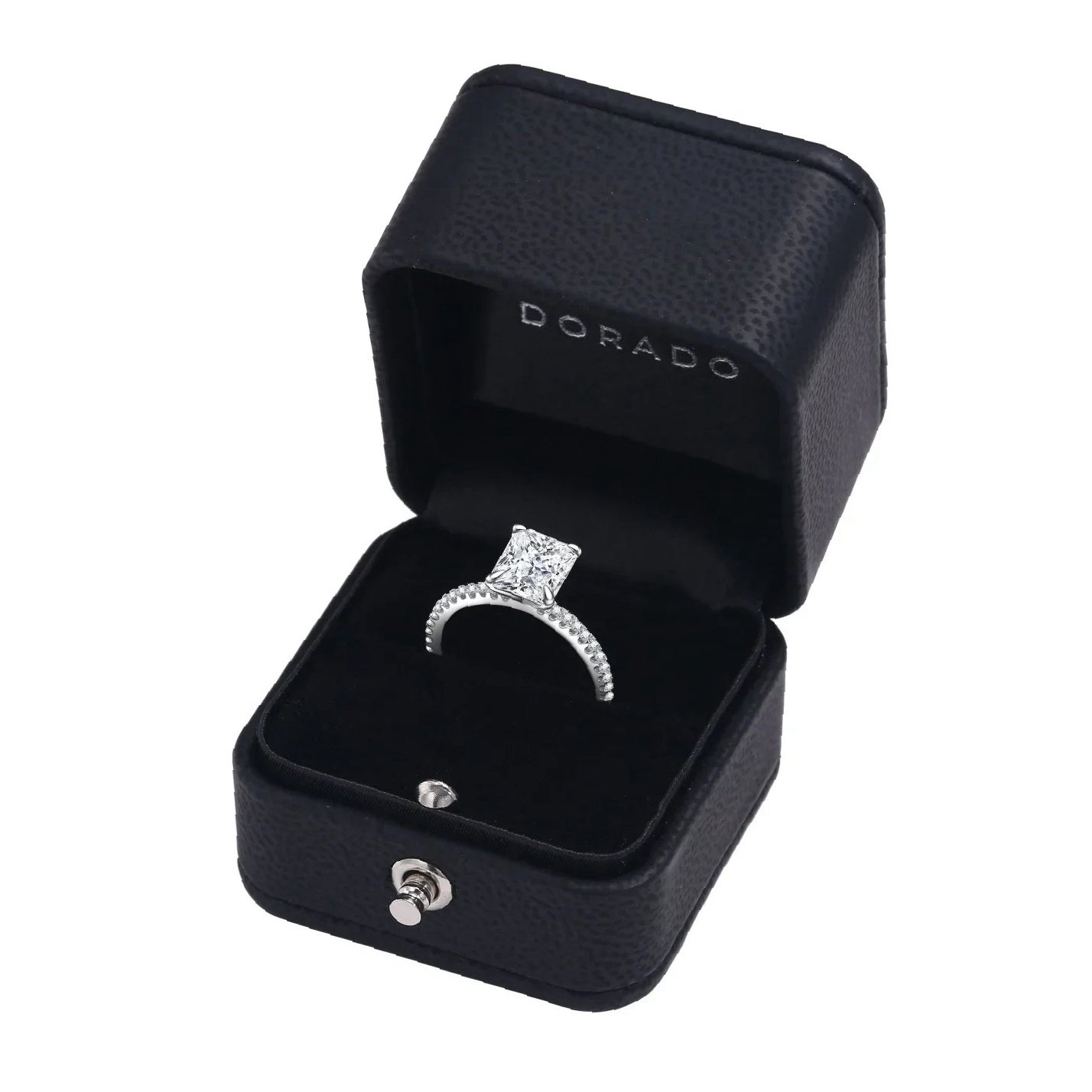 Radiant Cut Moissanite Engagement Ring With Eternity Band | Custom Premium Metal Alloy Ring - Engravely - Image 3
