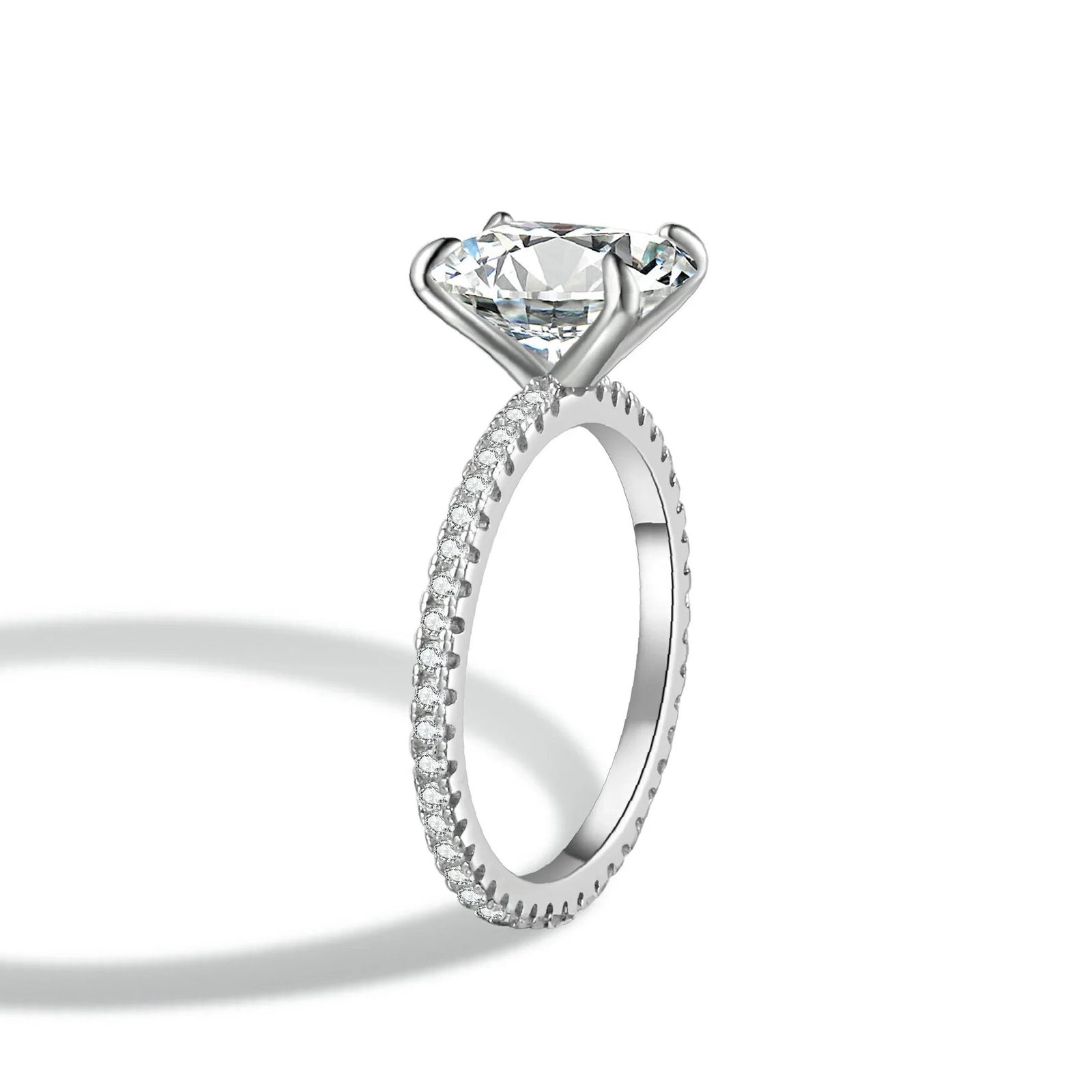 Radiant Cut Moissanite Engagement Ring With Eternity Band | Custom Premium Metal Alloy Ring - Engravely - Image 5