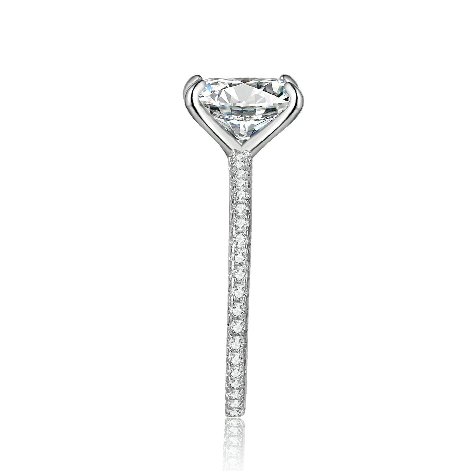 Radiant Cut Moissanite Engagement Ring With Eternity Band | Custom Premium Metal Alloy Ring - Engravely - Image 8