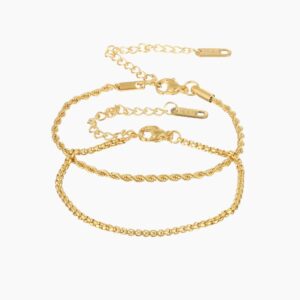 Rope Link Bracelet Set | Custom Premium Metal Alloy Bracelet - Engravely