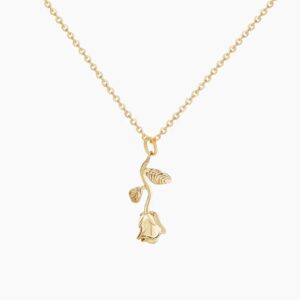 Eng ravely Rose Pendant Necklace