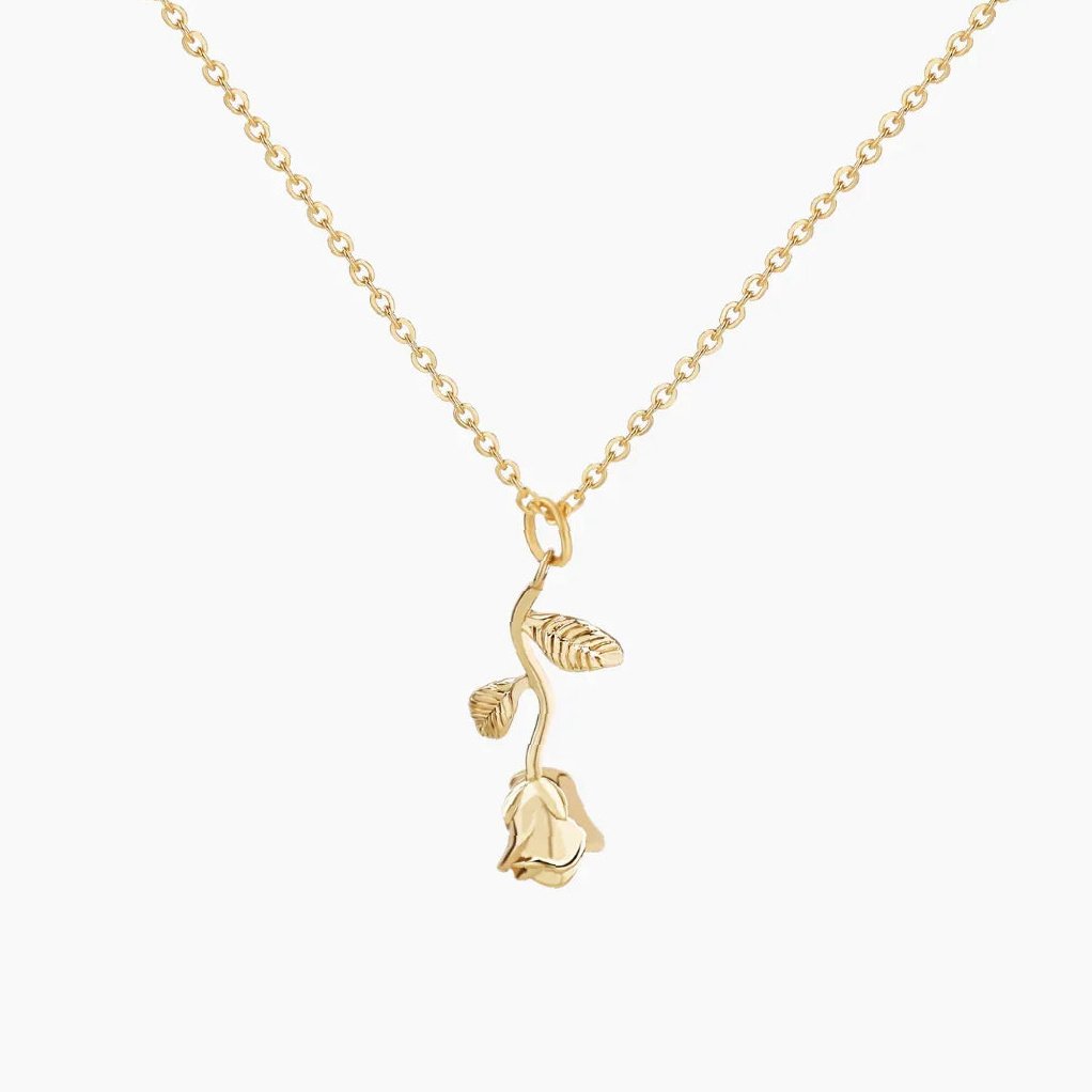 Eng ravely Rose Pendant Necklace