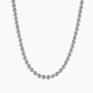 Round Bezel Tennis Chain Necklace | Custom Premium Metal Alloy Name Necklace - Engravely