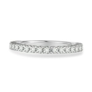 Round Cut Moissanite Half Eternity Band | Engravely Custom Premium Metal Alloy Jewelry