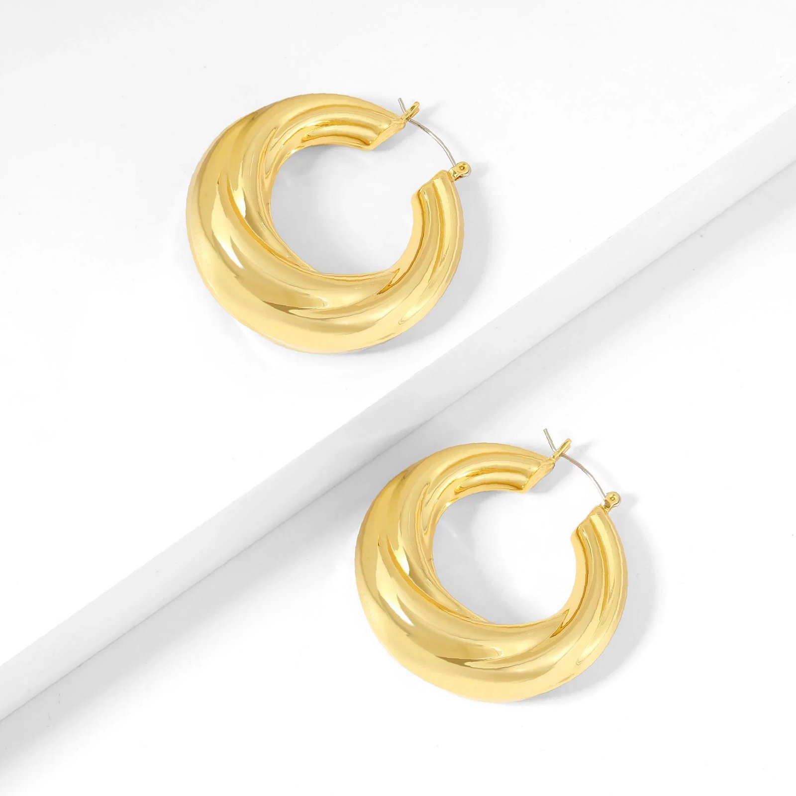 Round Twisted Hoop Earrings | Custom Premium Metal Alloy Earrings - Engravely - Image 3