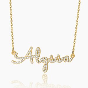 Script Iced Name Necklace | Custom Premium Metal Alloy Name Necklace - Engravely