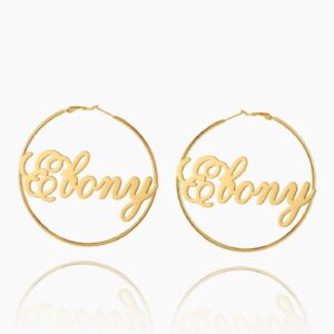 Script Name Hoop Earrings | Custom Premium Metal Alloy Earrings - Engravely