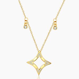Stella Aperta Pendant Necklace | Custom Premium Metal Alloy Name Necklace - Engravely
