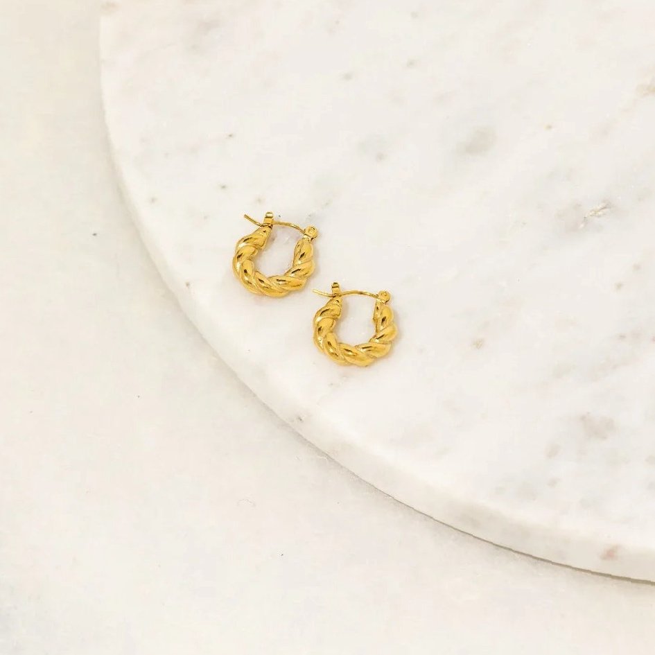 Twist Hoop Earrings | Custom Premium Metal Alloy Earrings - Engravely - Image 2