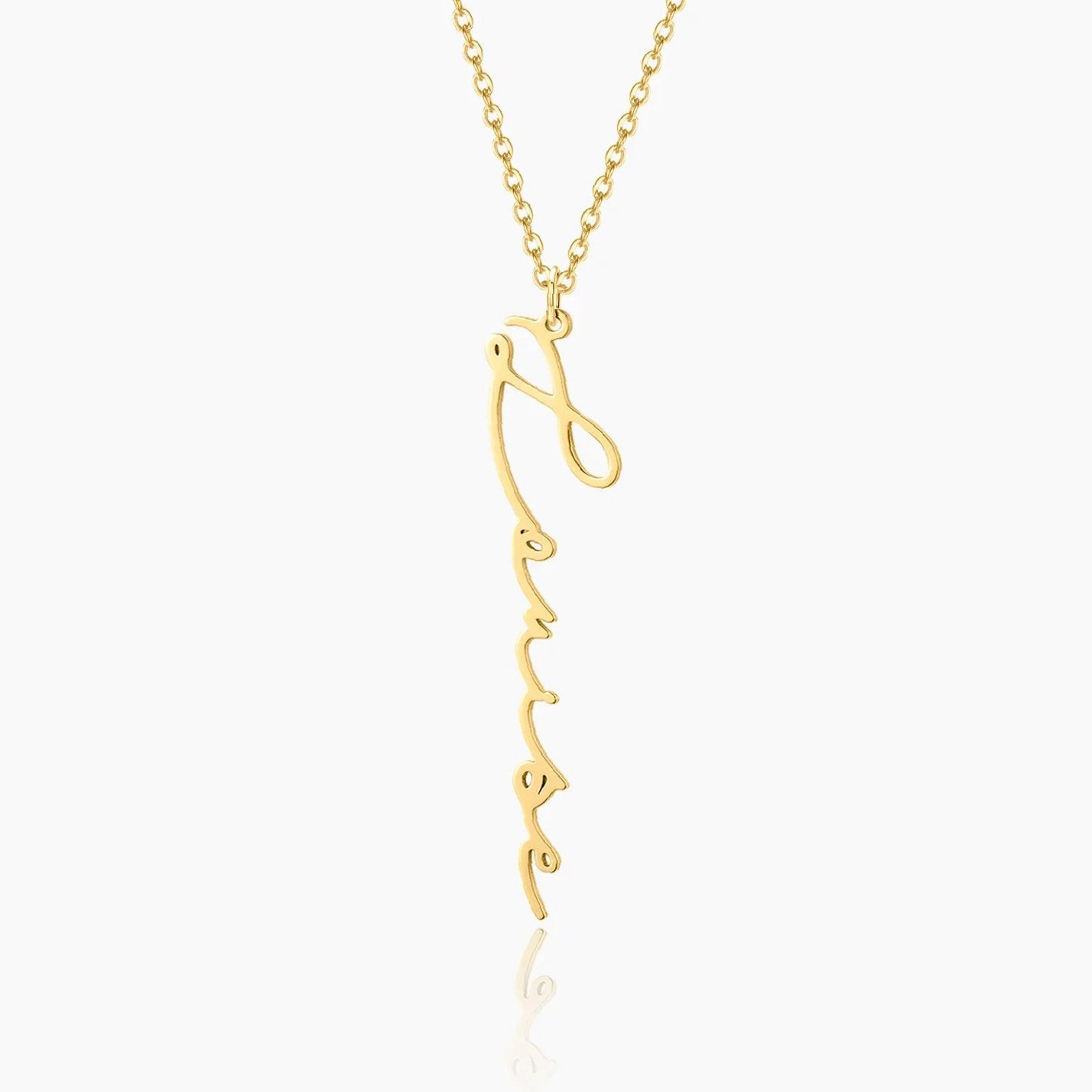 Vertical Script Name Necklace | Custom Premium Metal Alloy Name Necklace - Engravely
