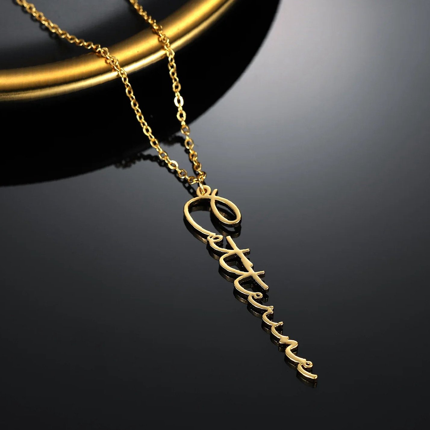 Vertical Script Name Necklace | Custom Premium Metal Alloy Name Necklace - Engravely - Image 6