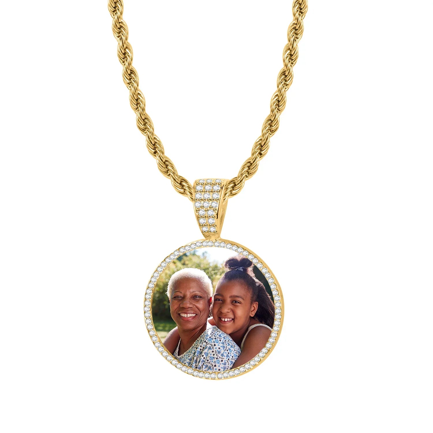 Iced Photo Pendant W Rope Chain - Image 9