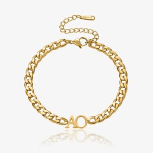 Initials Bracelet With Xl Cuban Chain