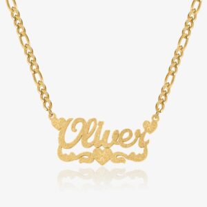 Lovely Diamond Cut Heart Name Necklace