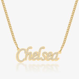 Iced Name Necklace W Cuban Chain