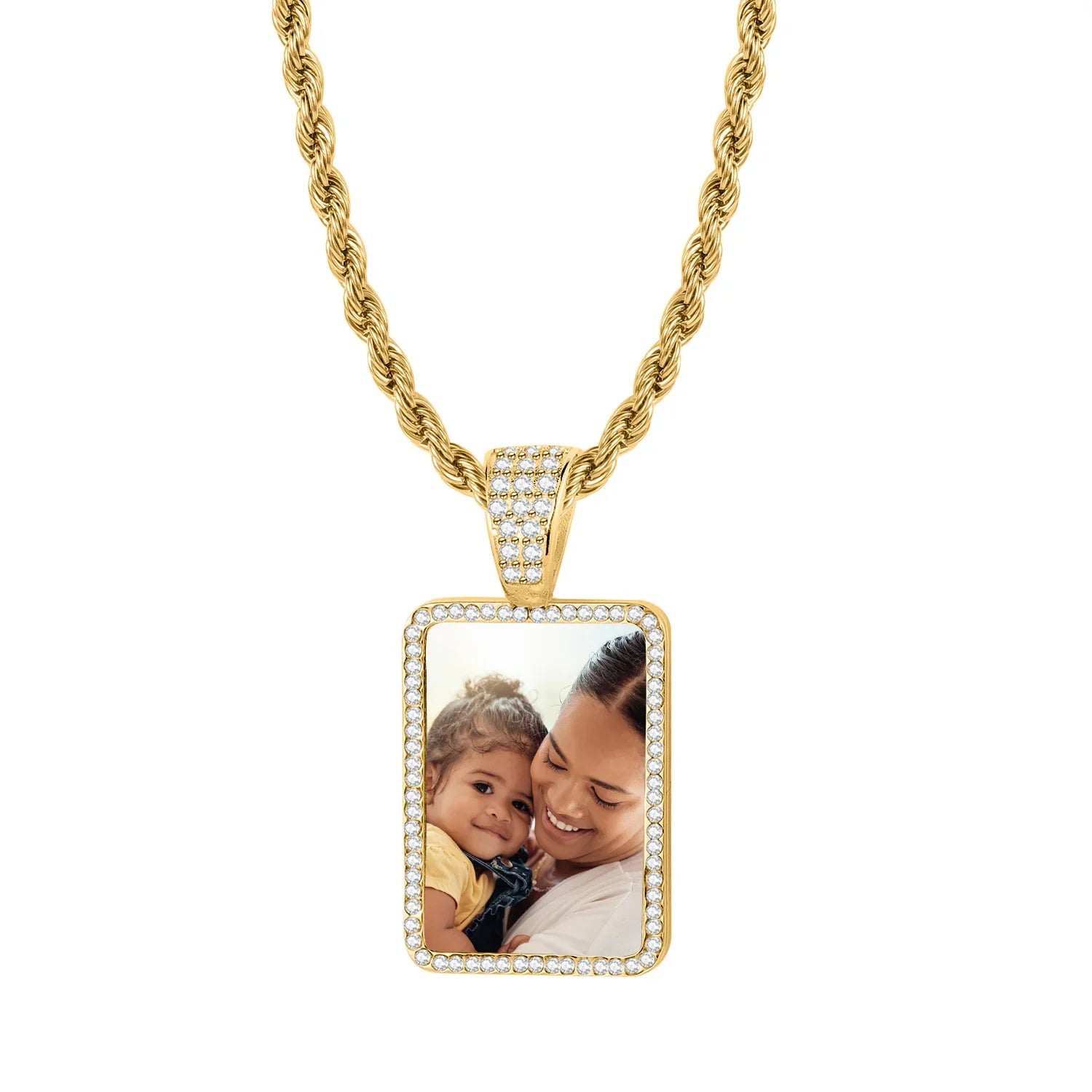 Iced Photo Pendant W Rope Chain - Image 5