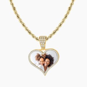 Iced Photo Pendant W Rope Chain