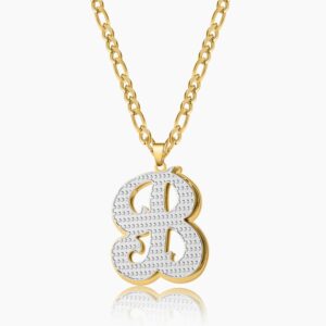 Double Plated Initial Necklace W Figaro Chain
