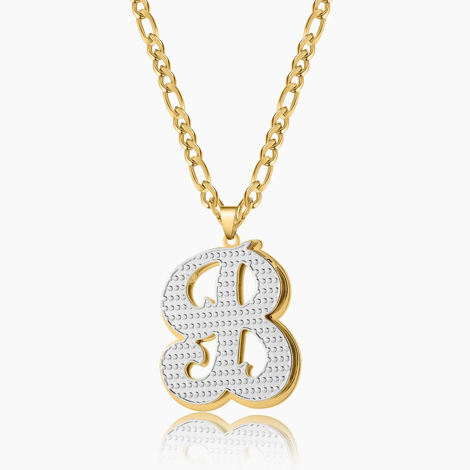 Double Plated Initial Necklace W Figaro Chain