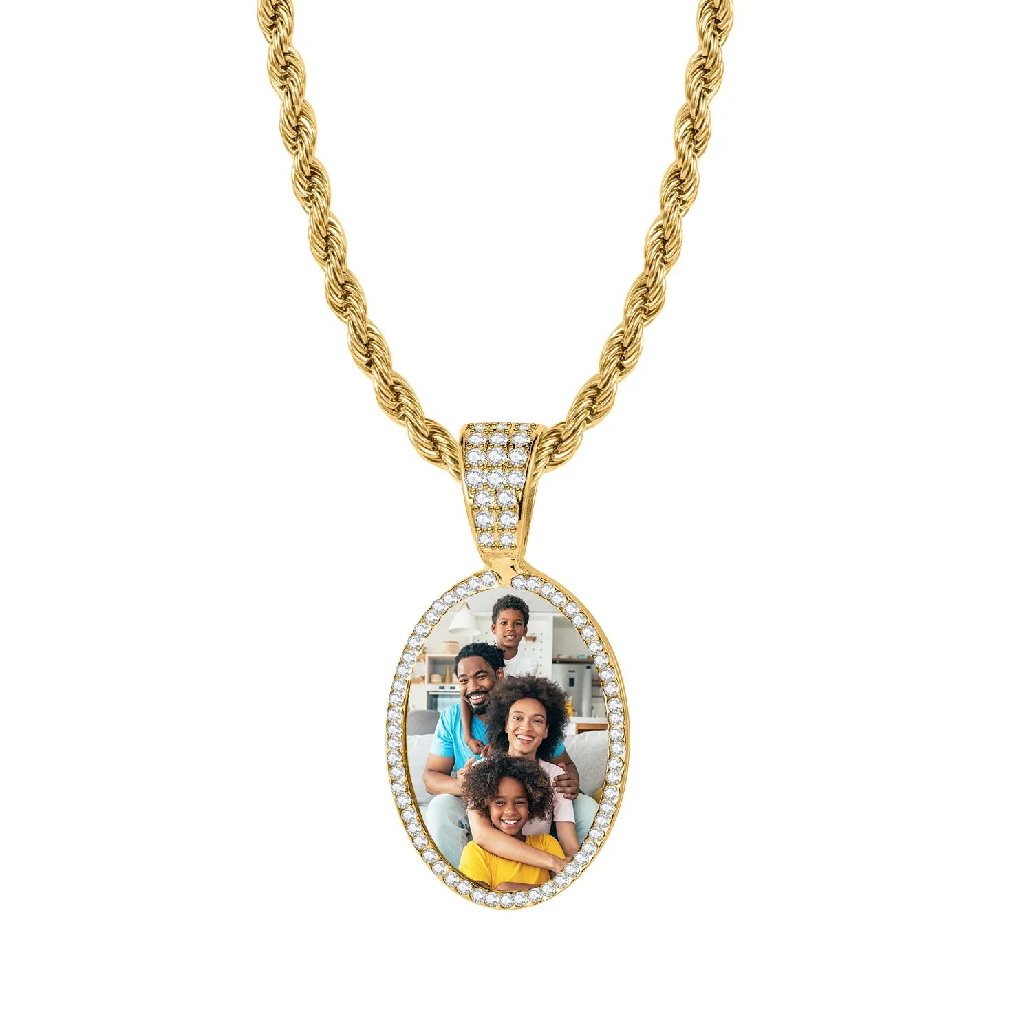 Iced Photo Pendant W Rope Chain - Image 12