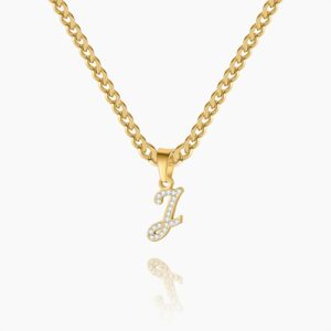 Script Iced Letter Necklace