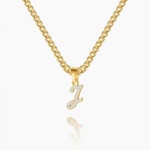 Kids Script Iced Letter Necklace