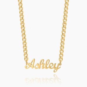 Kids Custom Name Necklace W Cuban Chain