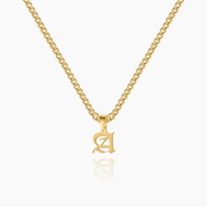 Gothic Letter Necklace W Cuban Chain