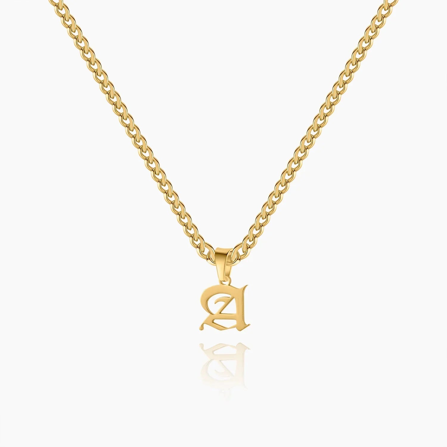 Kids Gothic Letter Necklace W Cuban Chain