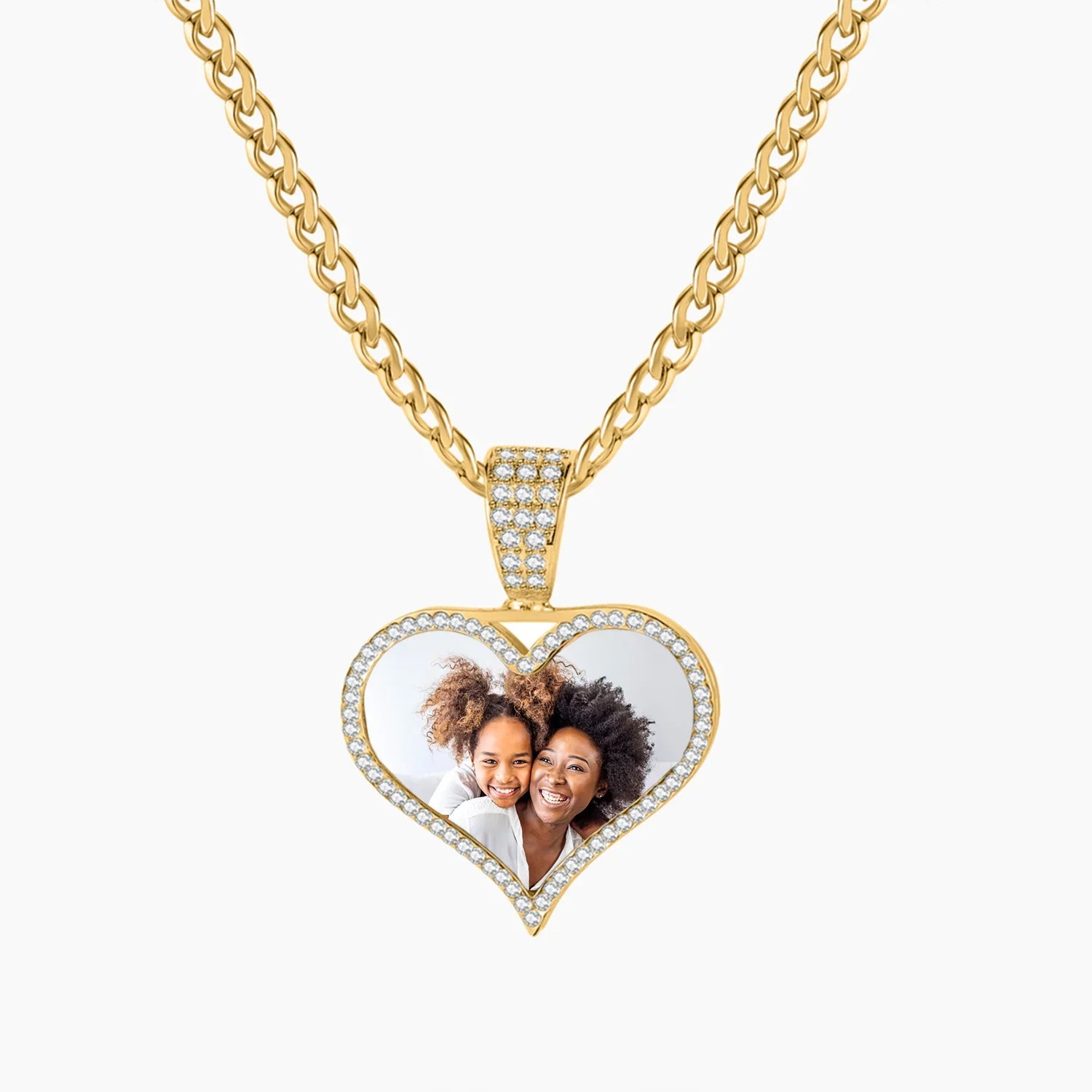 Iced Photo Pendant W Cuban Chain