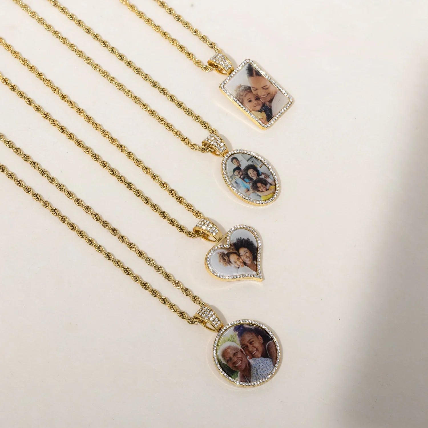 Iced Photo Pendant W Rope Chain - Image 3